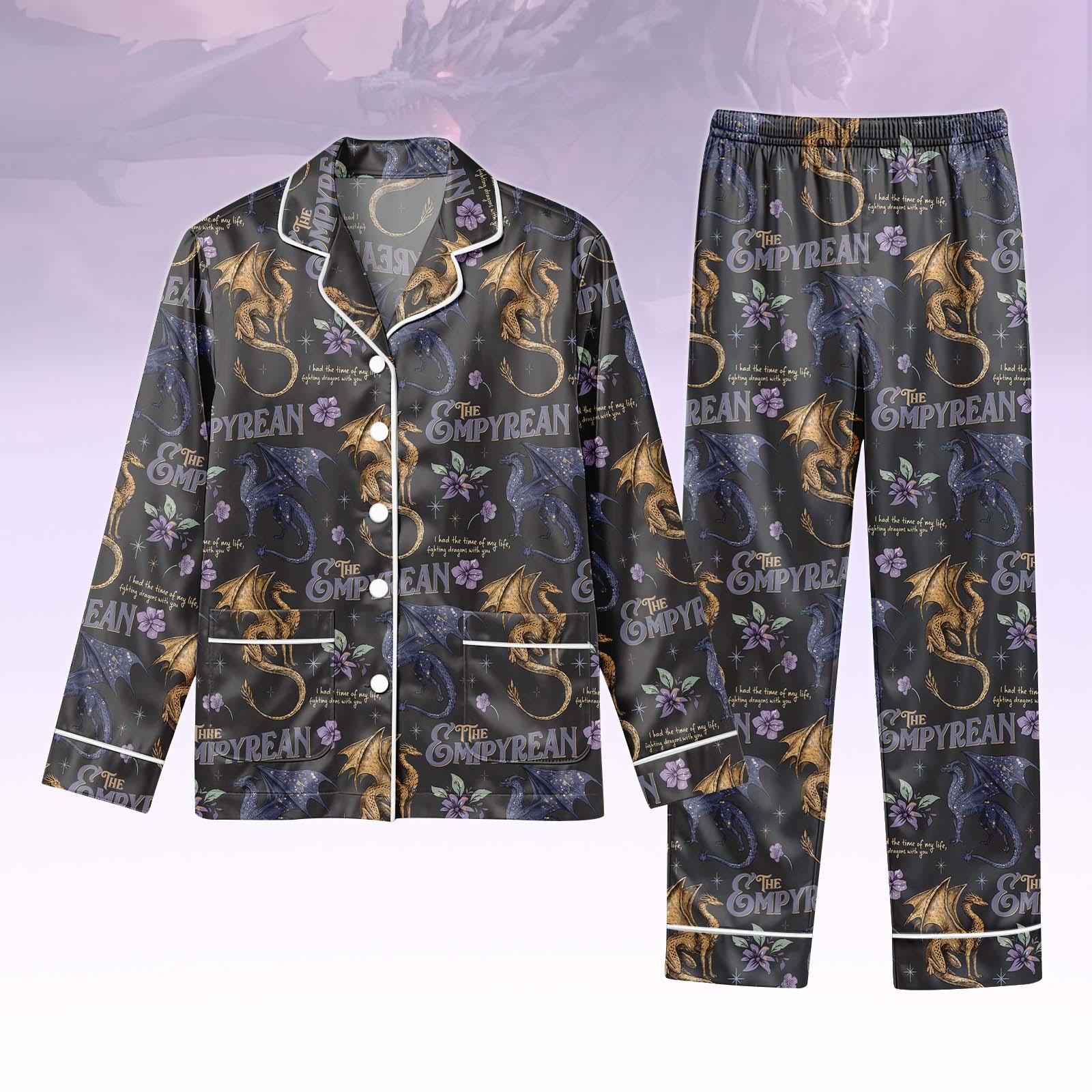 Discover Dragon PJs Set, Empyrean Long Sleeve Pajamas, Floral Long Pajama Set, Women Pajama, Gift for Fantasy Fan