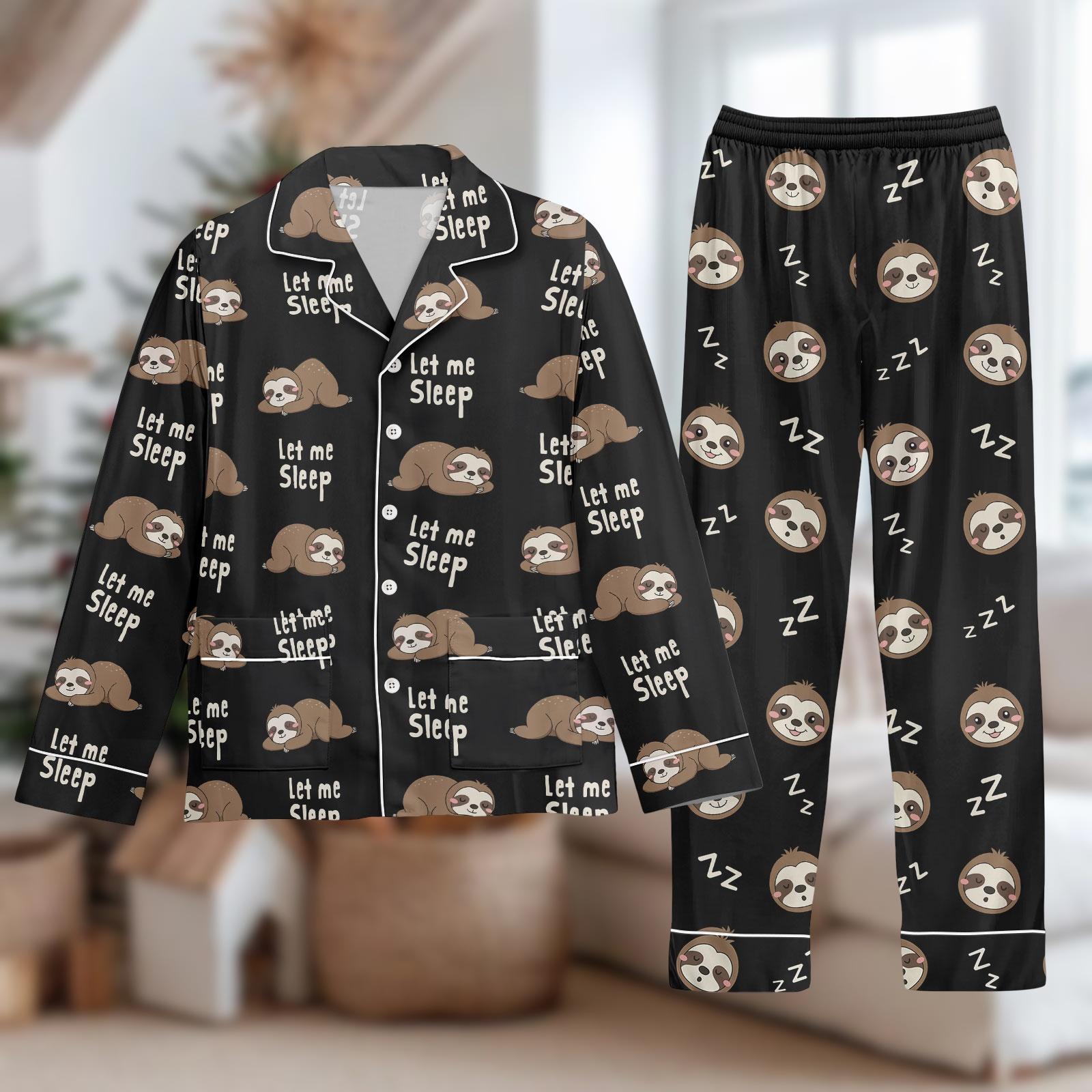 Discover Sloth Long Thick PJs Set, Let Me Sleep Thick Pajamas, Funny Long Pajama Set, Sloth Pajamas, Gift for Sloth Fan