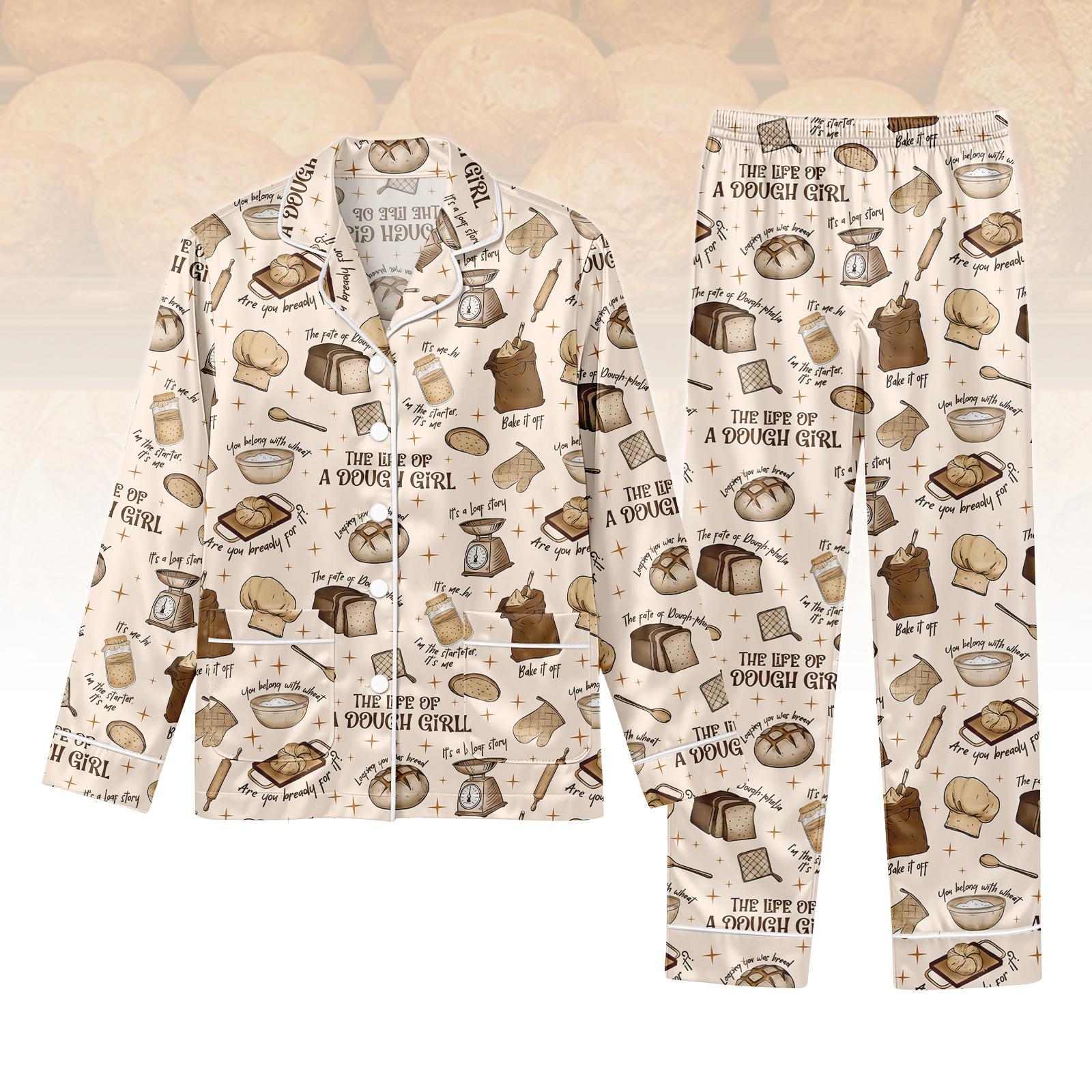 Discover Baker Life Long PJs Set, Baking Lover Long Sleeve Pajamas, Dough Theme Long Pajama Set, Women Pajama, Gift for Baker Fan