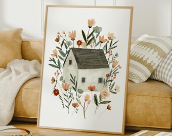 Floral Cottage watercolour print