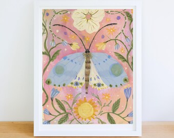 Moth Art Print: Bohemian Room Decor