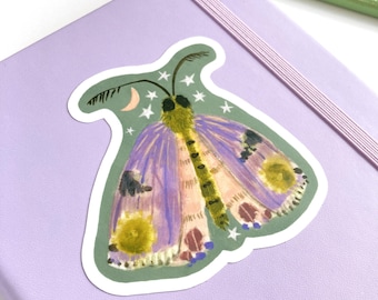 Midnight Moth die-cut sticker: vinyl laptop decal