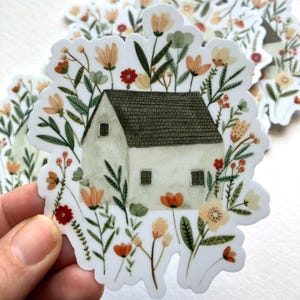 Adorable sticker cottage floral, art de la maison mignon, sticker illustré