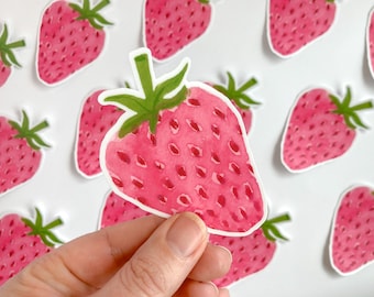 Sweet Strawberry Sticker, Illustrated Food Decal, Journal Decoration