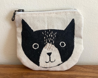 Kitty Cat Coin Purse, Handsome cat zipper pouch, Handy bag organiser
