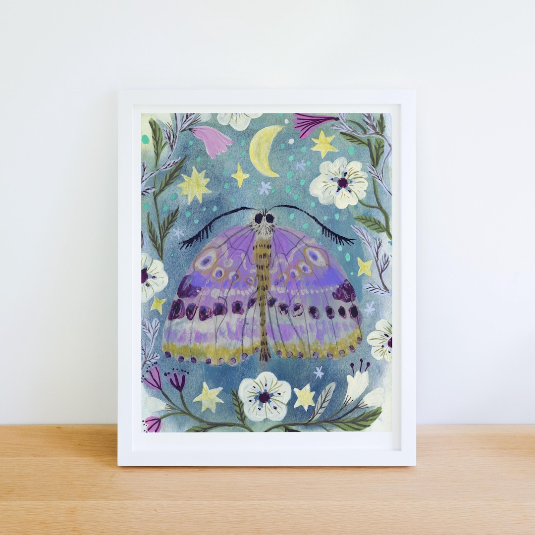 Magical Moth Art Print: Boho Wall Decor - Etsy