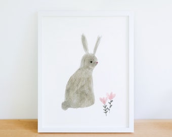 Schattige kleine konijn kinderkamer kunstprint