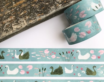 Pond Washi Tape in Blue, Bird Stationery