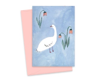 Pond Bird Mini Greeting Card, Nature Note Card, Painted Card