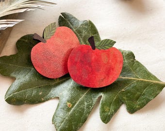 Happy Apple Wooden Pin: Teacher Gift, Nature Lover Badge