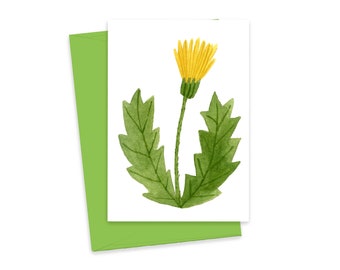 Dandelion Mini Greeting Card, Flower Note Card, Illustrated Nature Card