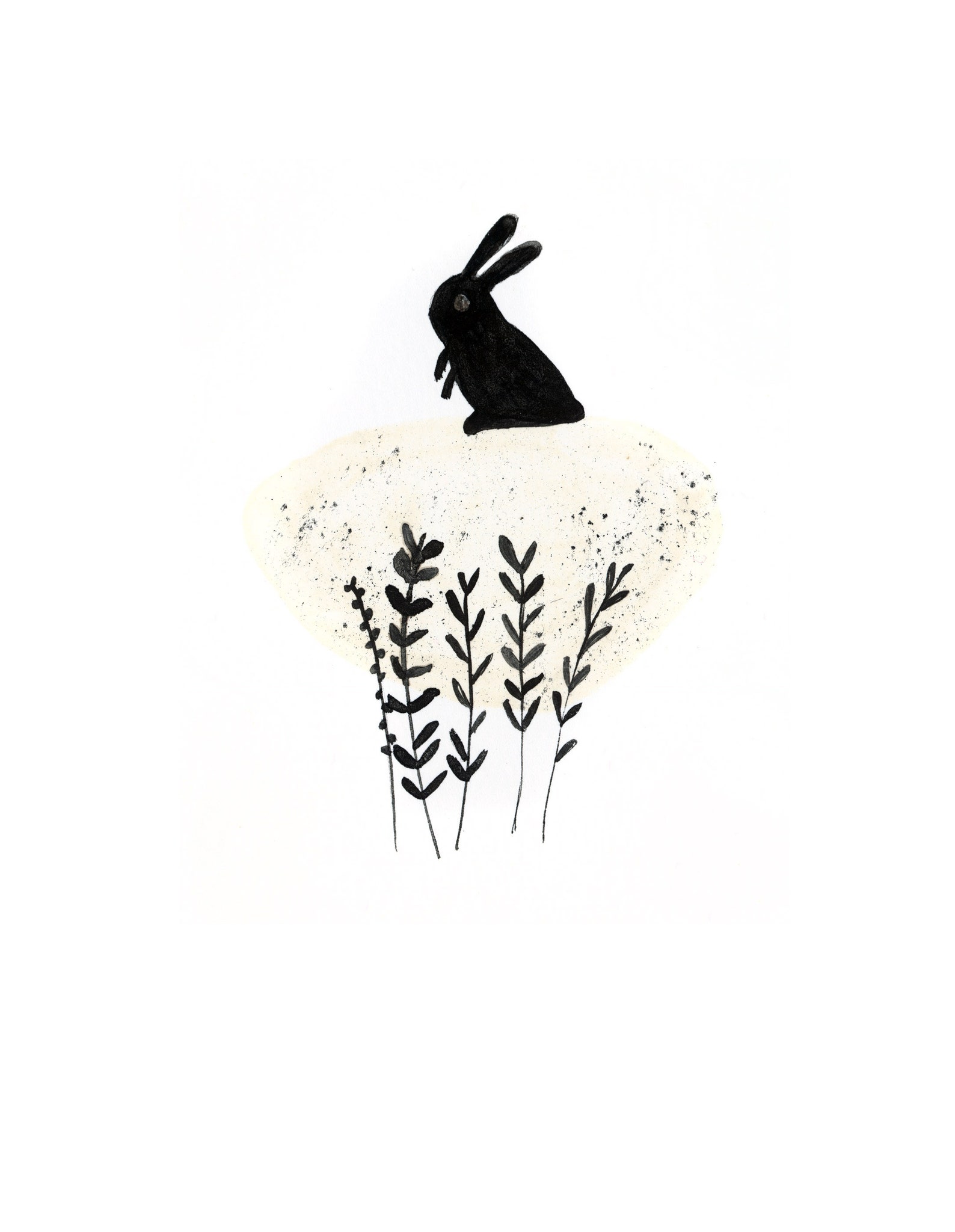 Black Rabbit Art Print Etsy