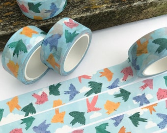 Washi Tape, Birds in Flight, Blue Sky