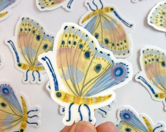 Matte Vinyl Butterfly Sticker, Wildlife Stationery, Nature Lover Laptop Decal, Colourful Gift
