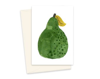 Pear Mini Greeting Card, Fruit Note Card, Illustrated Gift Card