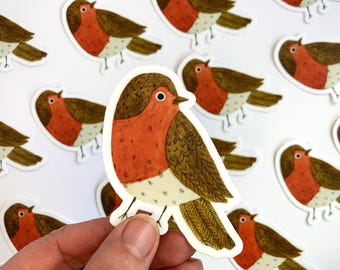 Red Robin Bird Sticker: Matte Vinyl Decal, Fall Stationery
