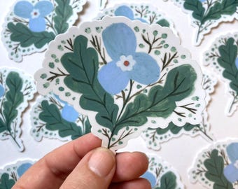 Blue Flower Illustrated Waterproof Sticker