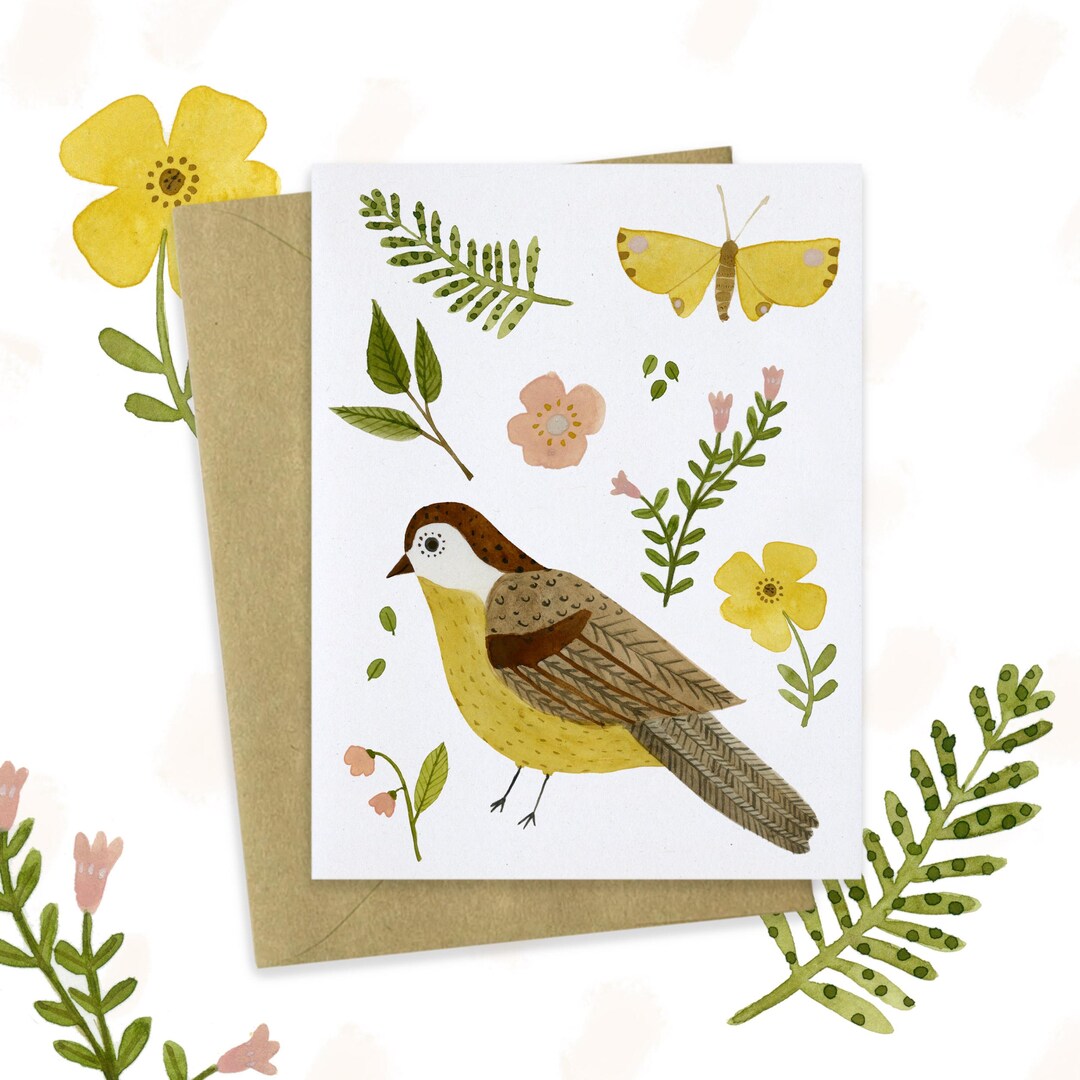 Yellow Bird Notecard, Blank Card, Nature Finds Greeting Card - Etsy