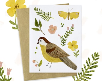 Yellow Bird Notecard, Blank Card, Nature Finds Greeting Card