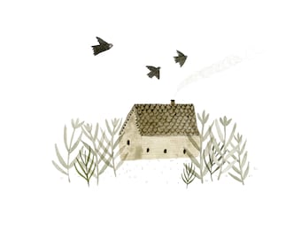 LIMITED EDITION Winter Cottage Art Print