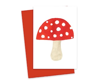 Mushroom Mini Greeting Card, Nature Note Card, Illustrated Gift Card