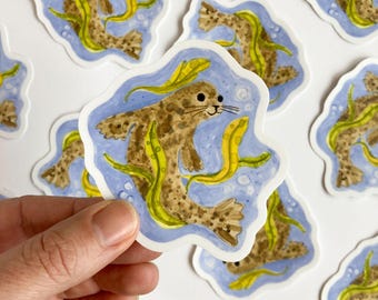 Harbour Seal Illustrated Waterproof Sticker