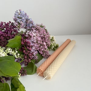 Tall Beeswax Candles Set - Natural Beeswax - Pillar Candles Set - Hand-rolled - Present Gifts - Dinner Table Candle - Colored Candles