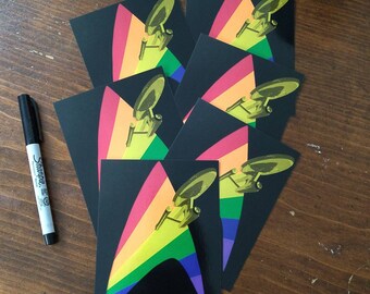 Rainbow Delta Enterprise Trekkie Inspired Postcards - Pack of 6 - STOS