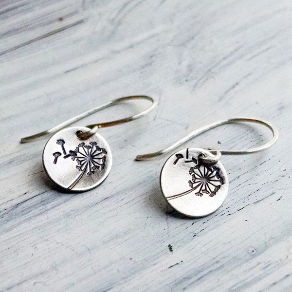 Wishes - Dandelion Wishes Handmade Sterling Silver Dandelion Earrings - Nostalgic Jewelry - Eco-Friendly Gift