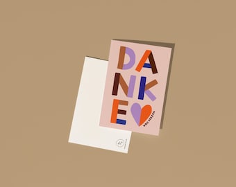 Postkarte DANKE von Herzen – Dankeskarte auf Recyclingpapier