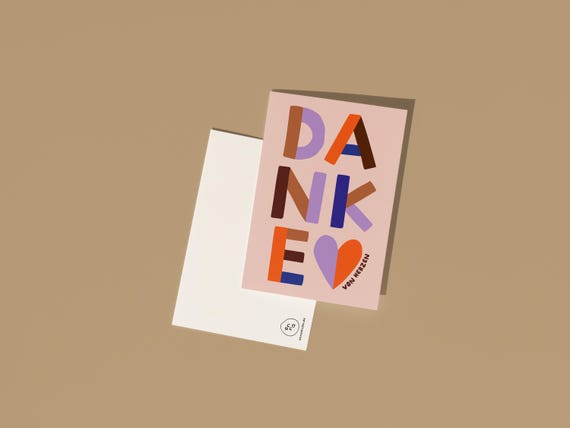 Postkarte DANKE von Herzen – Dankeskarte auf Recyclingpapier