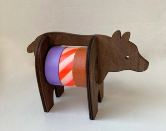 Bears washi tape holder made of wood