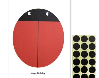 Carte d'anniversaire coccinelle avec autocollants