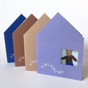 Invitations d'anniversaire – Maison avec fenêtre – Lot de 4