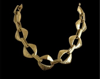 Collana in metallo placcato oro firmata YVES SAINT LAURENT Collana di lusso vintage Haute Couture