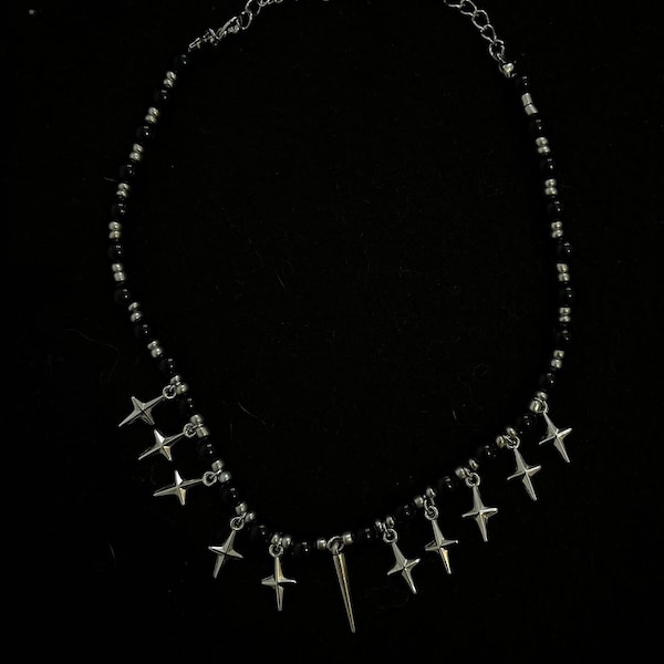 Cross necklace with spikes//grunge// anime//y2k// Melanie Martinez//handmade//NANA