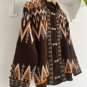 Vintage 1960s 1970s Nordic Wool Cardigan