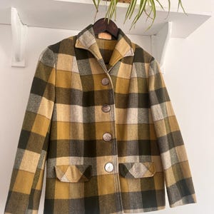 Sällsynt vintage Pendleton fiskbensmönstrad rutig 49er-jacka från 1940-talet och 1950-talet