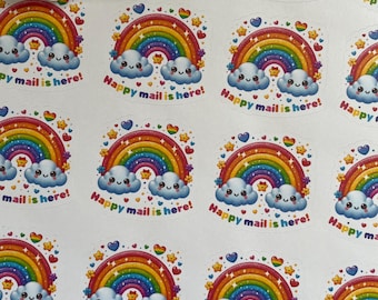 Happy Mail Stickers | Kawaii Rainbow | 1.5” Envelope Mailing Stickers