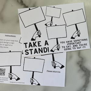 Enseigne de protestation Take a Stand Meme TPC | de Carte postale de voyage vierge | 5 x 7