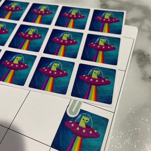 Alphabet reisende Postkarte TPC Stickers | U wie UFO | 3x5 Bogen mit 15