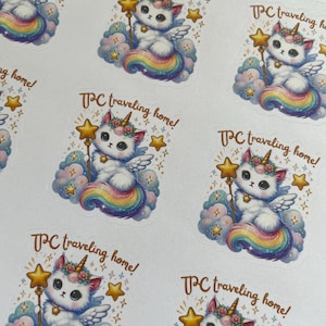 Pegatinas de postal de viaje completas / Gatornio Kawaii TPC viajando a casa / Pegatinas para sobres de 1,5"