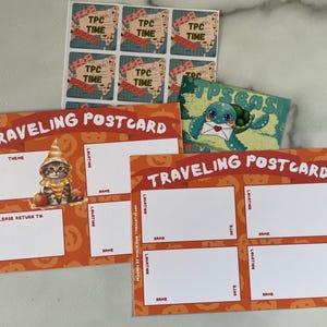 Orange Pumpkin Kitty TPC | Blank Traveling Postcard Template | 5x7