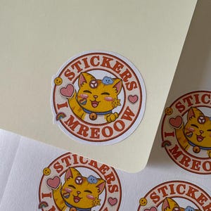 Happy Mail Stickers | Orange Katze I Herz Aufkleber Kreis | 1,5-Zoll-Umschlag-Mailing-Aufkleber