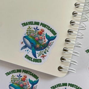 Cartes postales de voyage autocollantes TPC Swap | Terra Whale TPC inclus | Autocollants d'envoi pour enveloppes de 1,5 po.
