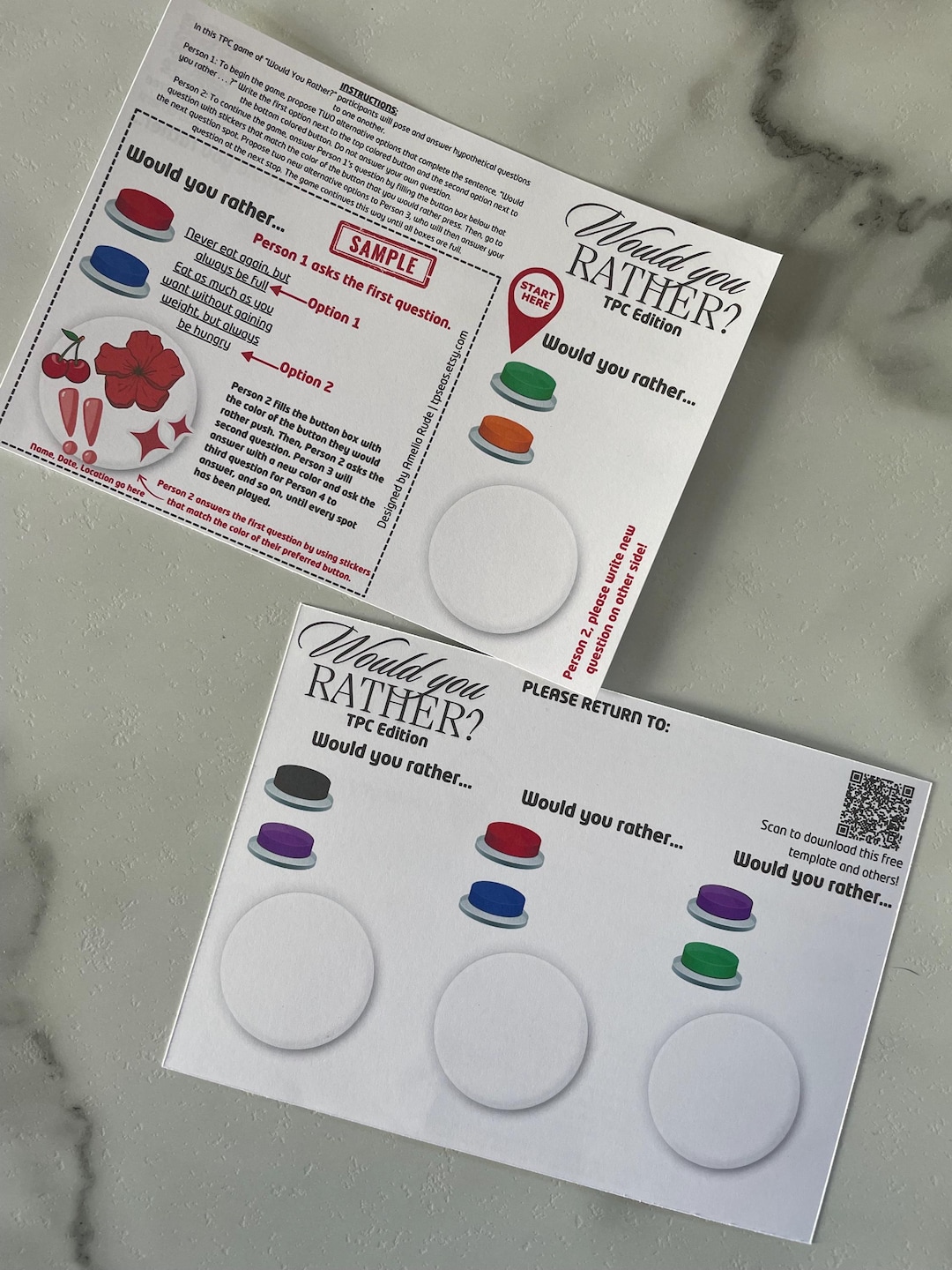 Would You Rather? Game Blank Traveling Postcard Template 5x7 Etsy