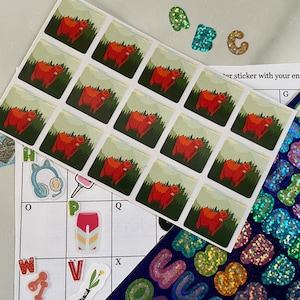 Autocollants TPC de carte postale de voyage | Y est pour Yak | 3 x 5 feuilles de 15