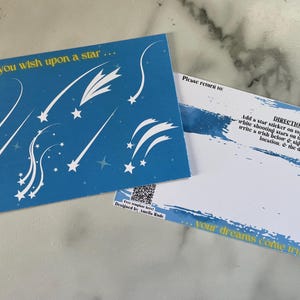 Faites un vœu étoile filante PTC | de Carte postale de voyage vierge | 5 x 7