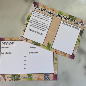 Reisen Rezept-Karte | Leere reisende Postkartenvorlage | 5x7