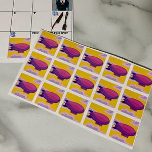 Autocollants TPC de carte postale de voyage | Z est pour Zeppelin | 3 x 5 feuilles de 15